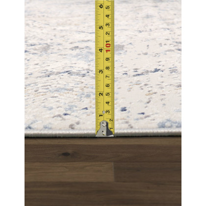 Pasargad Efes Collection Power Loom Polypropylene/Polyester Area Rug - L. Gray/L. Blue, 30" x 120" (pd-189b 2.6x10)