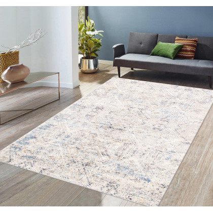 Pasargad Efes Collection Power Loom Polypropylene/Polyester Area Rug - L. Gray/L. Blue, 93" x 117" (pd-189b 8x10)
