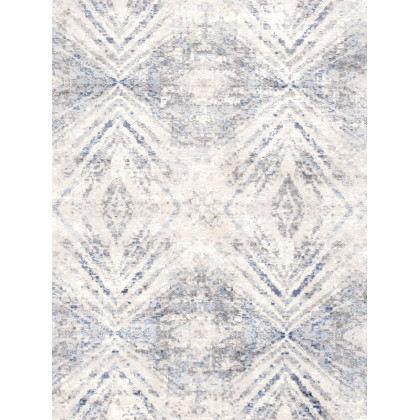 Pasargad Efes Collection Power Loom Polypropylene/Polyester Area Rug - L. Gray/L. Blue, 30" x 120" (pd-193b 2.06x10)