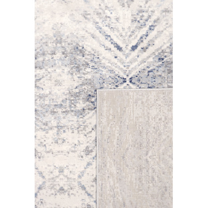 Pasargad Efes Collection Power Loom Polypropylene/Polyester Area Rug - L. Gray/L. Blue, 30" x 120" (pd-193b 2.06x10)