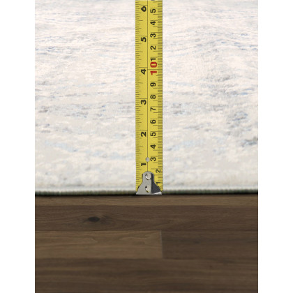 Pasargad Efes Collection Power Loom Polypropylene/Polyester Area Rug - L. Gray/L. Blue, 30" x 120" (pd-193b 2.06x10)