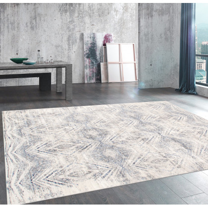 Pasargad Efes Collection Power Loom Polypropylene/Polyester Area Rug - L. Gray/L. Blue, 72" x 108" (pd-193b 6x9)