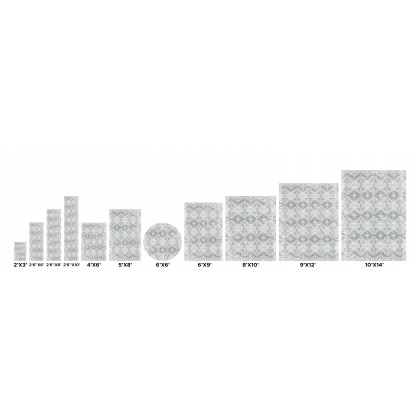 Pasargad Efes Collection Power Loom Polypropylene/Polyester Area Rug - L. Gray/L. Blue, 72" x 108" (pd-193b 6x9)