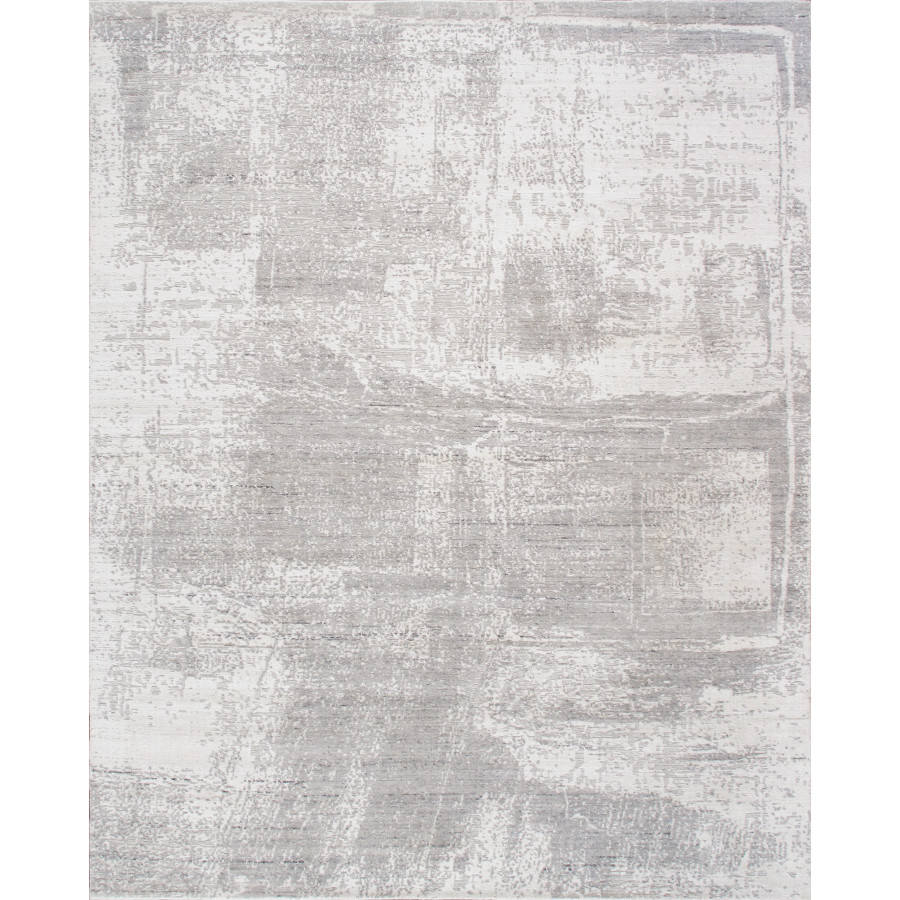 Pasargad - Amari Collection Hand-Loomed Bamboo Silk/Wool Area Rug in Ivory/Gray, 97" x 121" (PDC-137G 8x10)