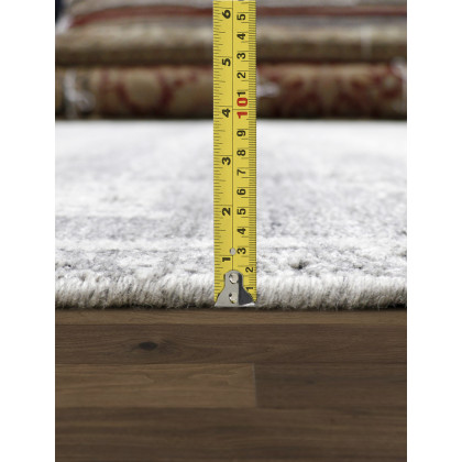 Pasargad - Amari Collection Hand-Loomed Bamboo Silk/Wool Area Rug in Silver/Gray, 97" x 121" (PDC-137S 8x10)