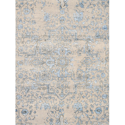 Pasargad - Transitional Collection Hand-Knotted Bamboo Silk/Wool Area Rug in Silver/L. Blue, 69" x 108" (pdc-1866 6x9)