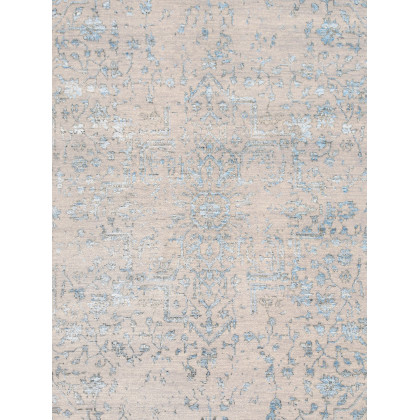 Pasargad - Transitional Collection Hand-Knotted Bamboo Silk/Wool Area Rug in Silver/L. Blue, 71" x 108" (pdc-245 6x9)