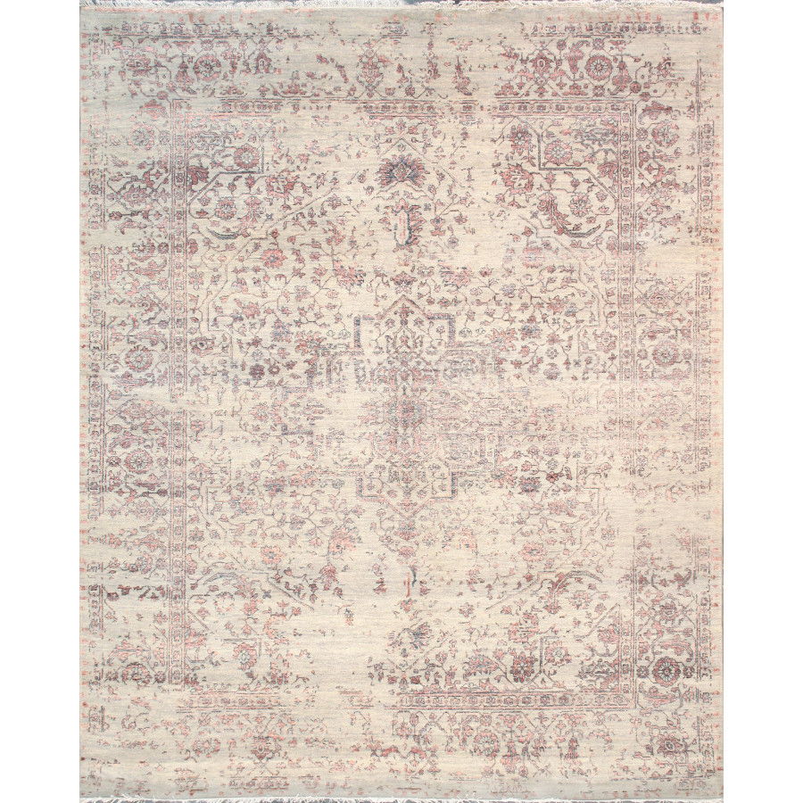 Pasargad - Transitional Collection Hand-Knotted Bamboo Silk/Wool Area Rug in Silver/Copper, 97" x 119" (pdc-2498 8x10)