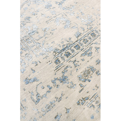 Pasargad - Transitional Collection Hand-Knotted Bamboo Silk/Wool Area Rug in Silver/Blue, 101" x 140" (pdc-3405 8x12)