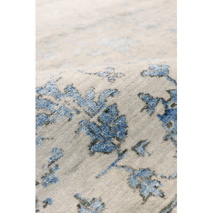 Pasargad - Transitional Collection Hand-Knotted Bamboo Silk/Wool Area Rug in Silver/Blue, 101" x 140" (pdc-3405 8x12)
