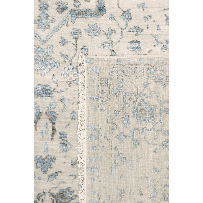 Pasargad - Transitional Collection Hand-Knotted Bamboo Silk/Wool Area Rug in Silver/Blue, 101" x 140" (pdc-3405 8x12)