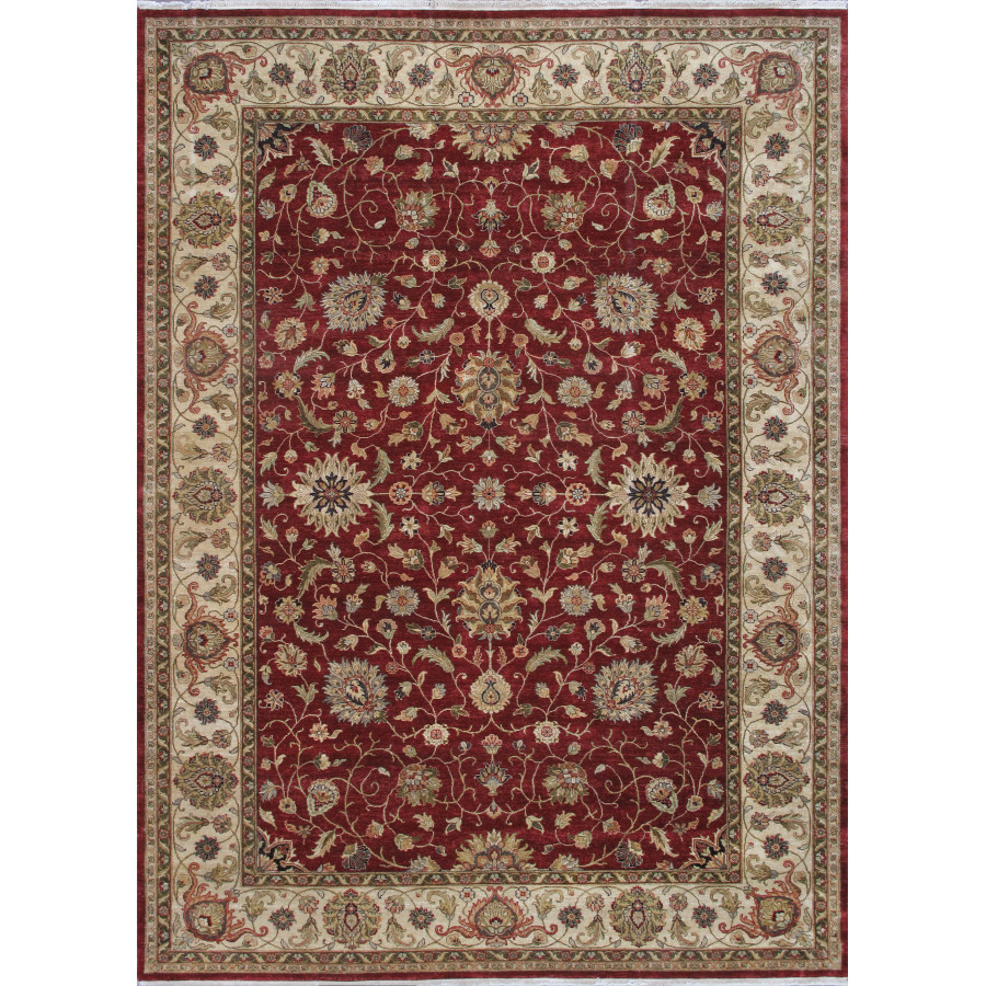 Pasargad - Agra Collection Hand-Knotted Lamb's Wool Area Rug in Red/Beige, 116" x 159" (PDC-504 10X13)