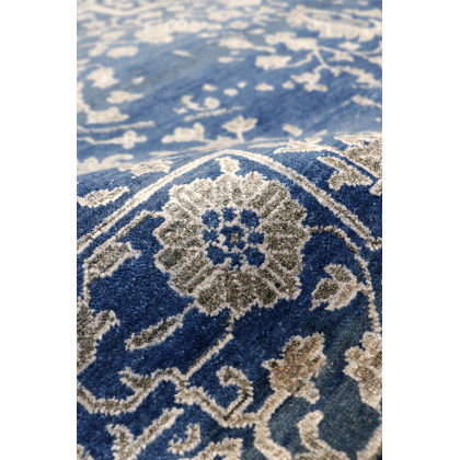 Pasargad - Transitional Collection Hand-Knotted Bamboo Silk/Wool Area Rug in Blue/Silver, 108" x 142" (pdc-757 9x12)