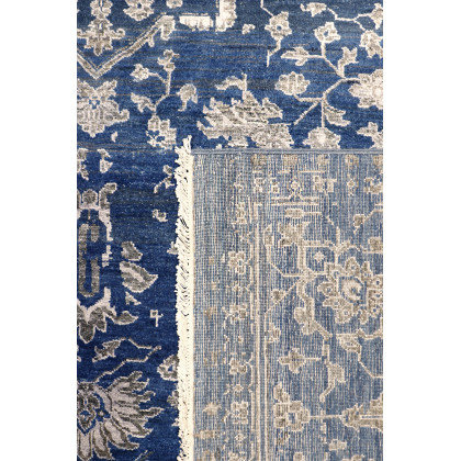 Pasargad - Transitional Collection Hand-Knotted Bamboo Silk/Wool Area Rug in Blue/Silver, 108" x 142" (pdc-757 9x12)