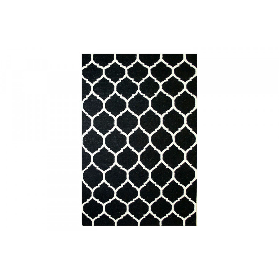 Pasargad - Kilim Collection Hand-Woven Lamb's Wool Black Area Rug 60'' x 96'' (PDLX-79 5X8)