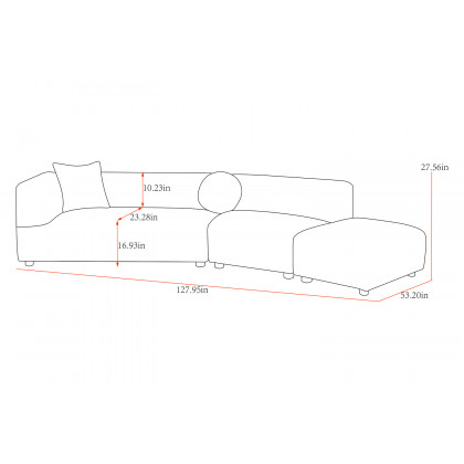 Pasargad - Portfino Modern Sectional Sofa with 2 Fur Pillow