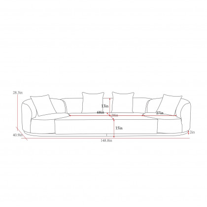 Pasargad - Cielo Sofa Set with Swivel Chairs and Ottoman in Beige, Poly Fabric