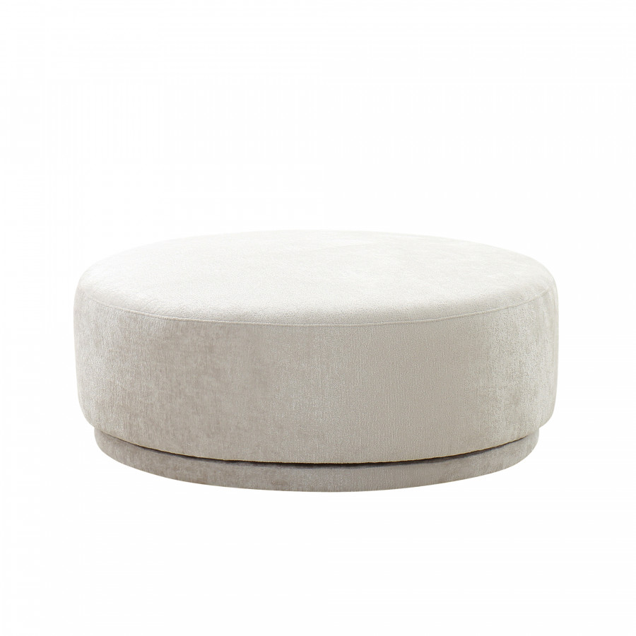 Pasargad Cielo Swivel Base Ottoman - Beige, Poly Fabric