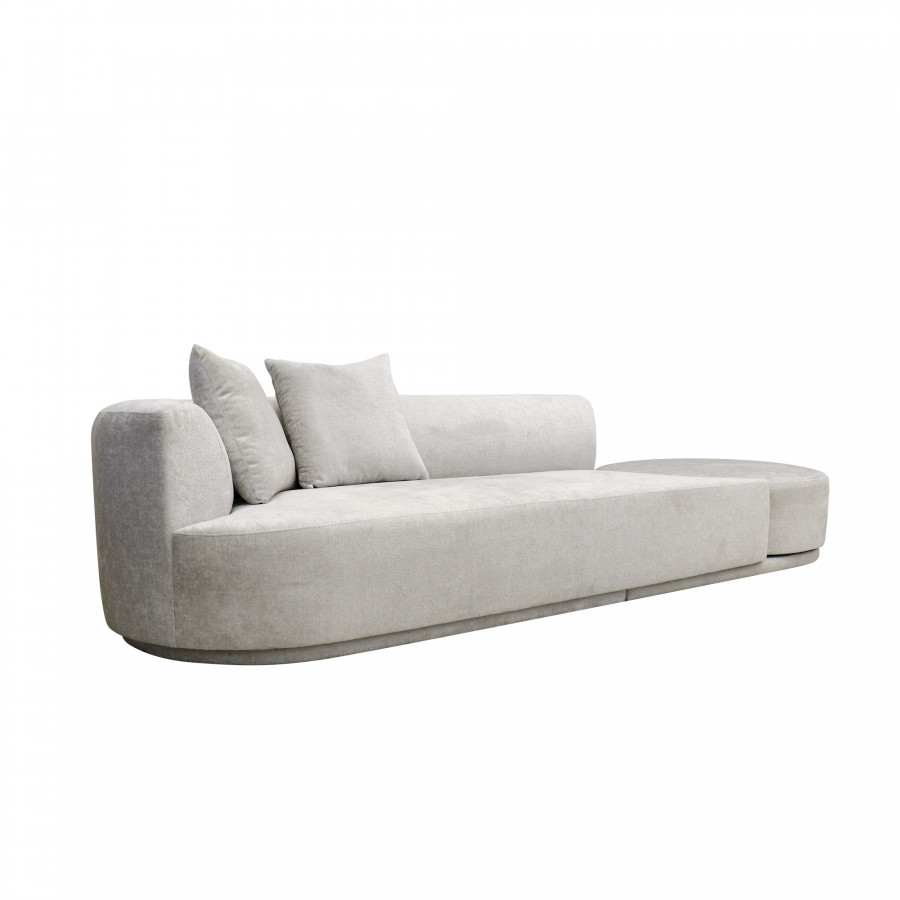 Pasargad - Cielo Sofa with Swivel Base Ottoman and 2 Pillows in Beige, Poly Fabric