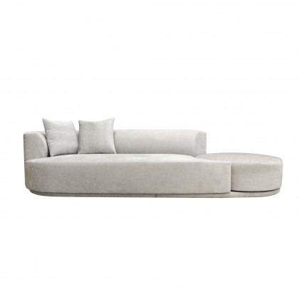 Pasargad - Cielo Sofa with Swivel Base Ottoman and 2 Pillows in Beige, Poly Fabric