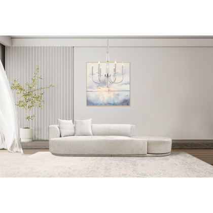 Pasargad - Cielo Sofa with Swivel Base Ottoman and 2 Pillows in Beige, Poly Fabric