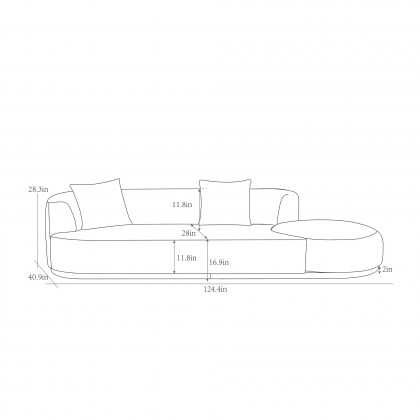 Pasargad - Cielo Sofa with Swivel Base Ottoman and 2 Pillows in Beige, Poly Fabric