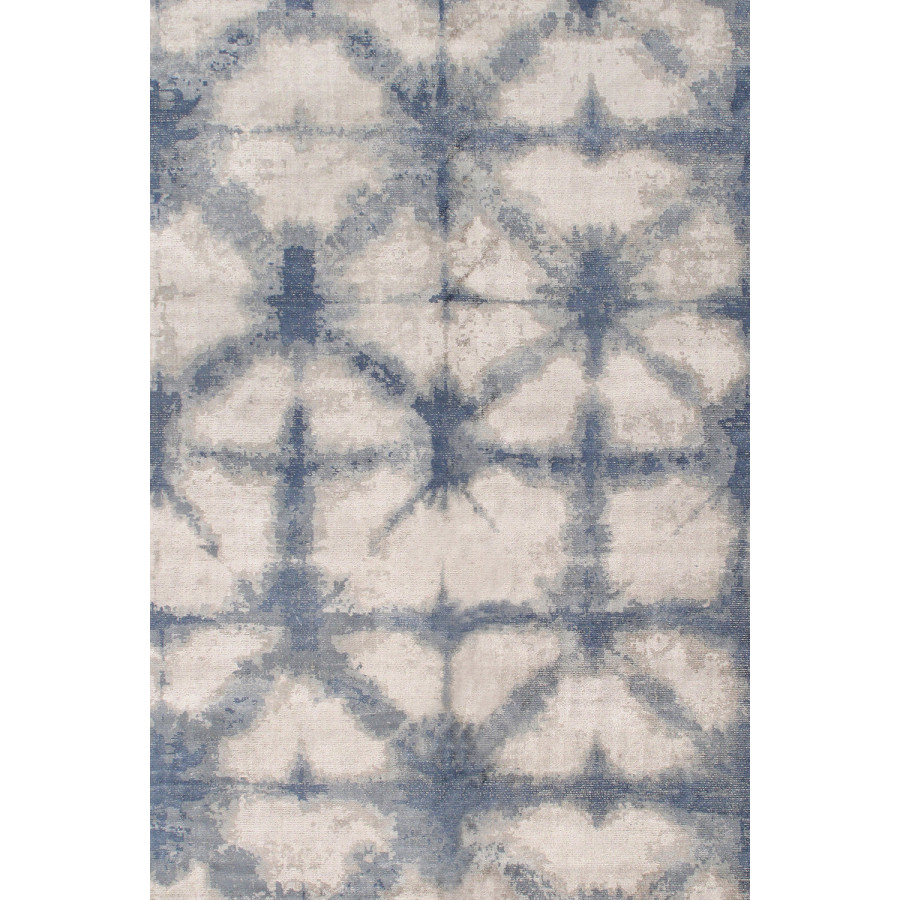 Pasargad Shibori Collection Hand-Loomed Silver/Blue Bamboo Silk and Wool Area Rug (PEL-12 10X14) - 120'' x 168''