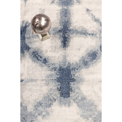 Pasargad Shibori Collection Hand-Loomed Silver/Blue Bamboo Silk and Wool Area Rug (PEL-12 10X14) - 120'' x 168''