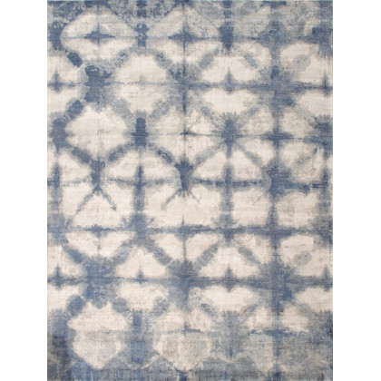 Pasargad - Shibori Collection Hand-Loomed Silver/Blue Bamboo Silk and Wool Area Rug PEL-12