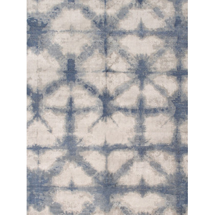 Pasargad - Shibori Collection Hand-Loomed Silver/Blue Bamboo Silk and Wool Area Rug PEL-12