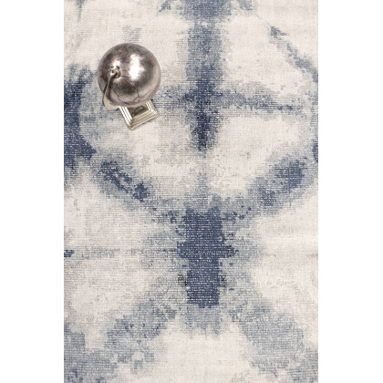Pasargad - Shibori Collection Hand-Loomed Bamboo Silk/Wool Area Rug in Silver/Blue, 108" x 144" (pel-12 9x12)