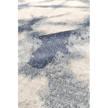 Pasargad - Shibori Collection Hand-Loomed Bamboo Silk/Wool Area Rug in Silver/Blue, 108" x 144" (pel-12 9x12)
