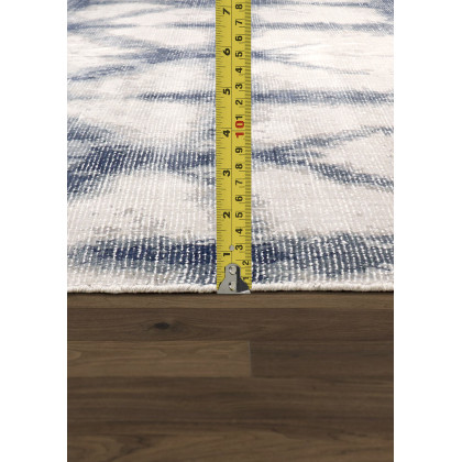 Pasargad - Shibori Collection Hand-Loomed Bamboo Silk/Wool Area Rug in Silver/Blue, 108" x 144" (pel-12 9x12)
