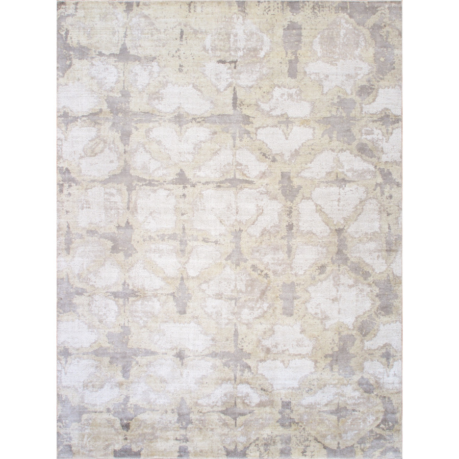Pasargad Shibori Collection Hand-Loomed Bamboo Silk/Wool Area Rug - Ivory/L. Gold, 120" x 168" (PEL-14 10x14)