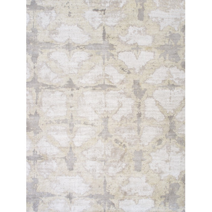 Pasargad Shibori Collection Hand-Loomed Bamboo Silk/Wool Area Rug - Ivory/L. Gold, 120" x 168" (PEL-14 10x14)
