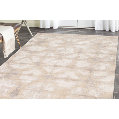 Pasargad Shibori Collection Hand-Loomed Ivory/L. Gold Bamboo Silk and Wool Area Rug (PEL-14 8X10) - 96'' x 120''