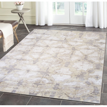 Pasargad Shibori Collection Hand-Loomed Bamboo Silk/Wool Area Rug - Ivory/L. Gold, 108" x 144" (PEL-14 9x12)