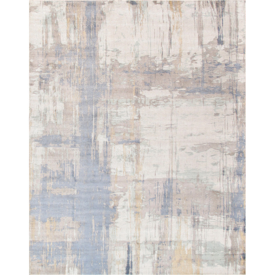 Pasargad Modern Collection Hand-Loomed Bamboo Silk/Wool Area Rug - Ivory/Blue, 108" x 144" (PEL-17 9X12)