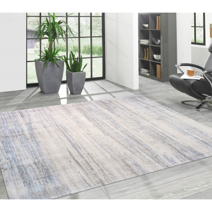 Pasargad - Modern Collection Hand-Loomed Bamboo Silk/Wool Area Rug in Silver/Blue, 144" x 180" (pel-47 12x15)
