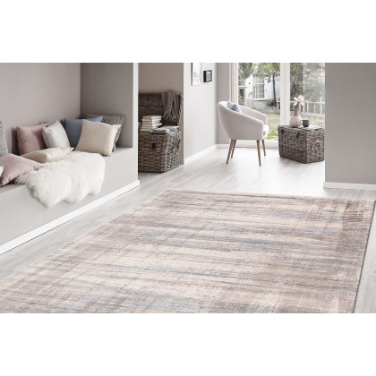 Pasargad Modern Collection Handloom Silver Bamboo Silk and Wool Area Rug (PEL-47 6X9) - 72'' x 108''