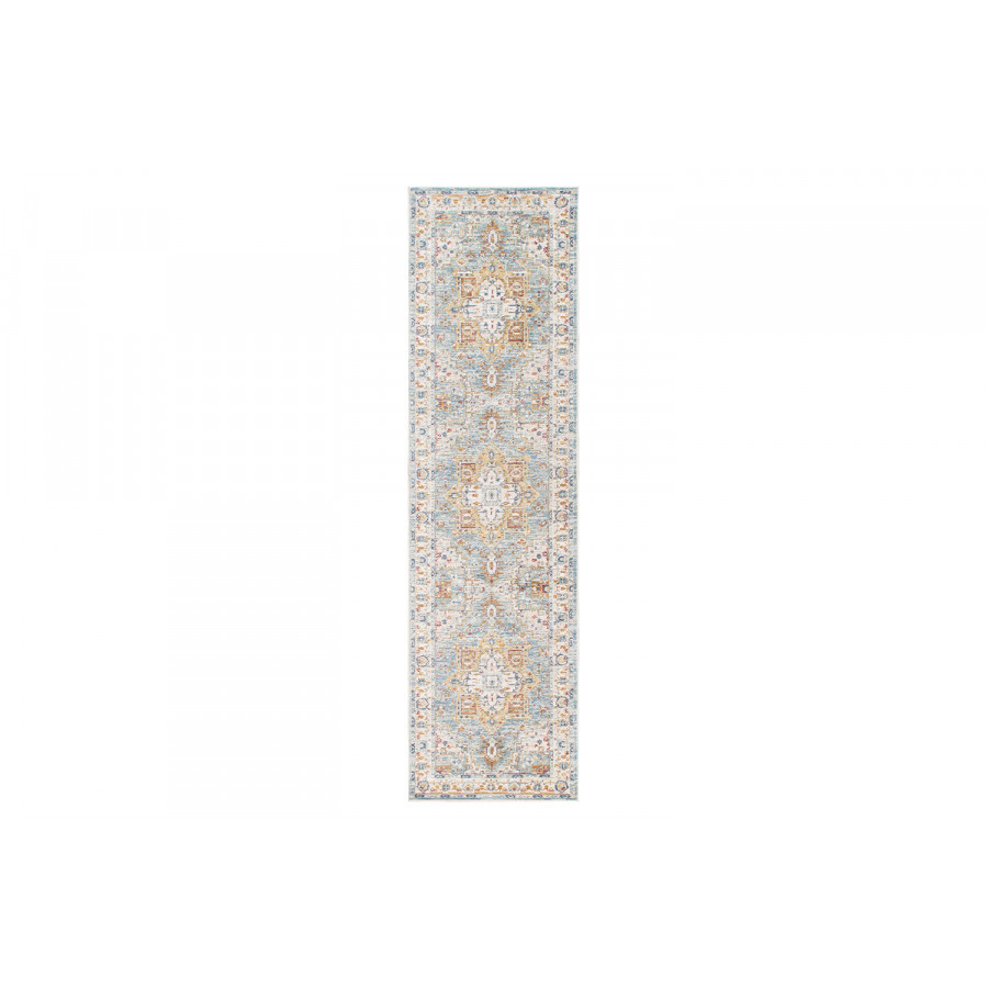 Pasargad Heritage Collection Power Loom L Blue and Ivory Area Rug (PFH-02 2.06X8) - 30'' x 96''