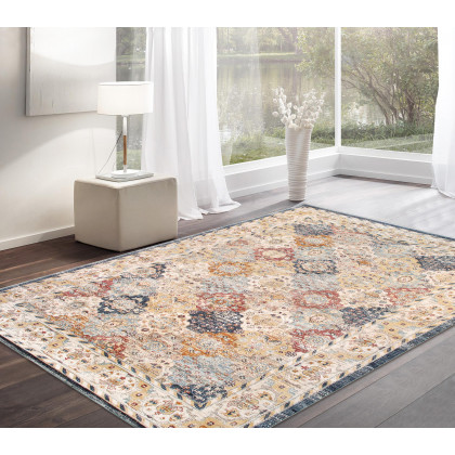 Pasargad Heritage Collection Power Loom Polypropylene/Polyester Area Rug - L. Blue/Multi, 60" x 96" (pfh-07 5x8)
