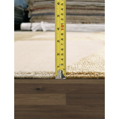 Pasargad Modern Collection Hand-Knotted Silk/Wool Area Rug - Ivory/Gold, 108" x 144" (PG-1640-1 9x12)