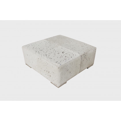 Pasargad - Safari Ottoman in Silver, Cowhide/Steel