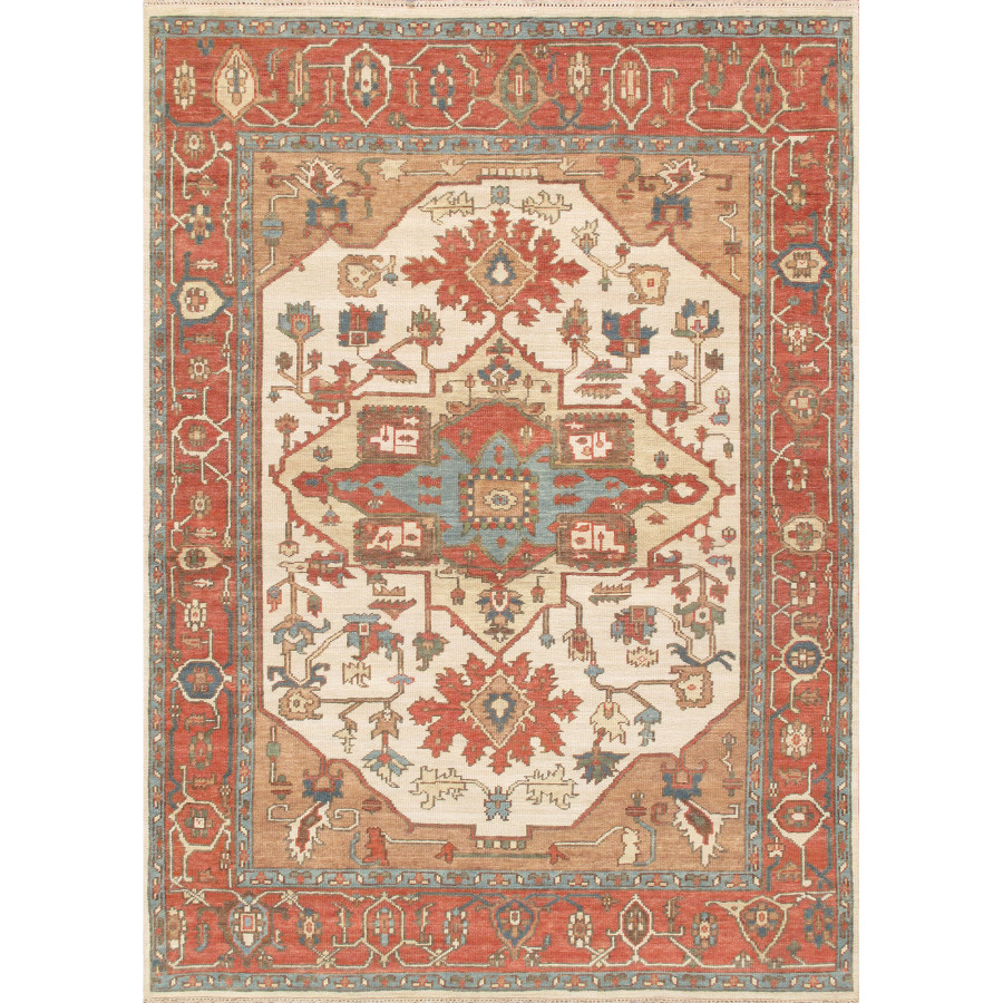 Pasargad - Serapi Collection Hand-Knotted Wool Area Rug in Ivory/Rust, 106" x 141" (PH-04 9x12)