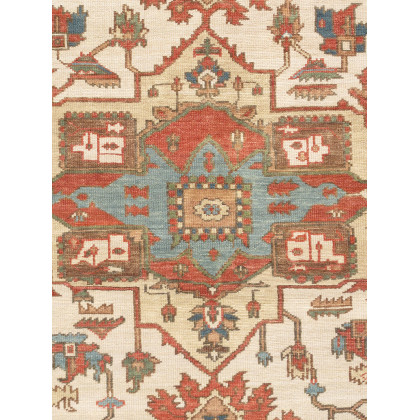 Pasargad - Serapi Collection Hand-Knotted Wool Area Rug in Ivory/Rust, 106" x 141" (PH-04 9x12)