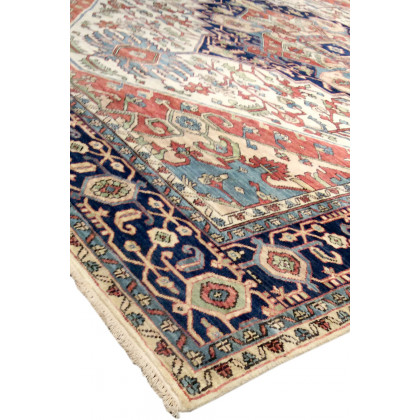 Pasargad Serapi Collection Hand-Knotted Ivory/Navy Wool Area Rug (PH-3 3X24) - 35'' x 290''