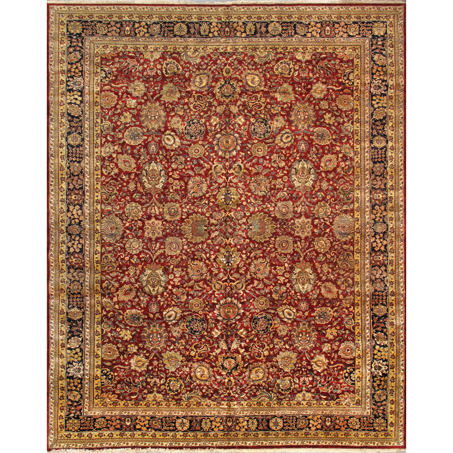 Pasargad - Agra Collection Hand-Knotted Lamb's Wool Area Rug in Red/Navy, 145" x 181" (PH-338 12X15)