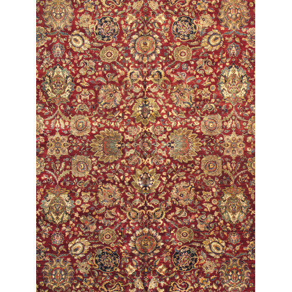 Pasargad - Agra Collection Hand-Knotted Lamb's Wool Area Rug in Red/Navy, 145" x 181" (PH-338 12X15)