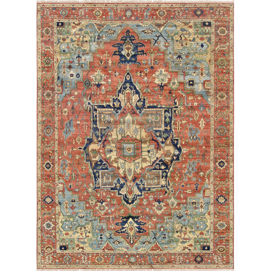 Pasargad - Serapi Collection Hand-Knotted Wool Area Rug in Rust, 106" x 144" (ph-6 9x12)